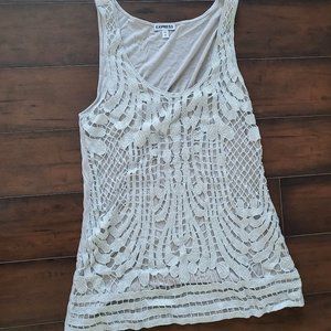 Express Sparkley Silver flowy Tank top Small